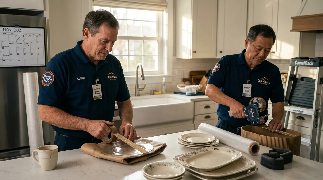 Professional crew packing kitchen dishware in Rutledge, TN